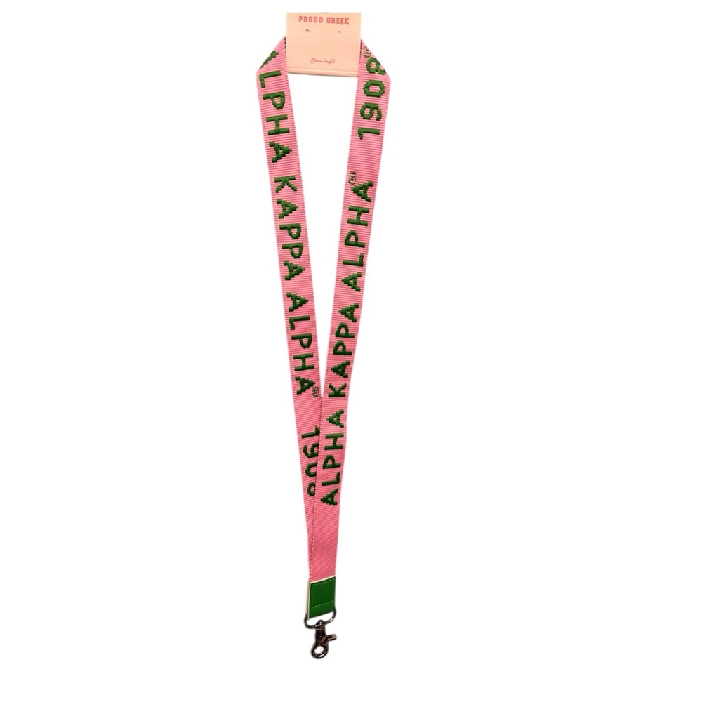 Pink and Green Alpha Kappa Alpha Lanyard - Picture 3 of 4